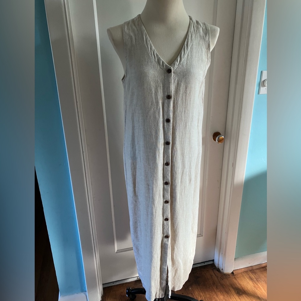 Linen Button-Down Maxi Dress tank dress vintage